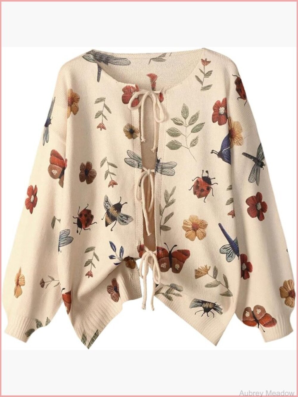 Plus Size Chunky Knit Bow Cardigan Sweater Tie Front Floral Fall Jacket